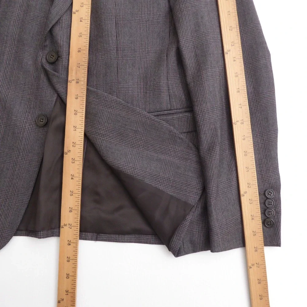 The Kooples Mens Groovy Suit Blazer Gray Plaid Slim Fit Wool 38 US / 48 Italian